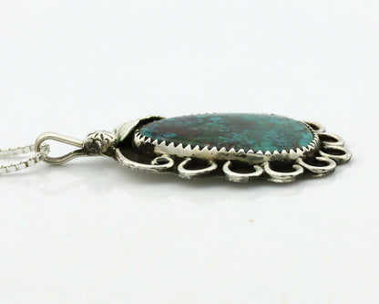 Navajo Necklace .925 Silver Nevada Black Turquoise Signed JR C.1980's