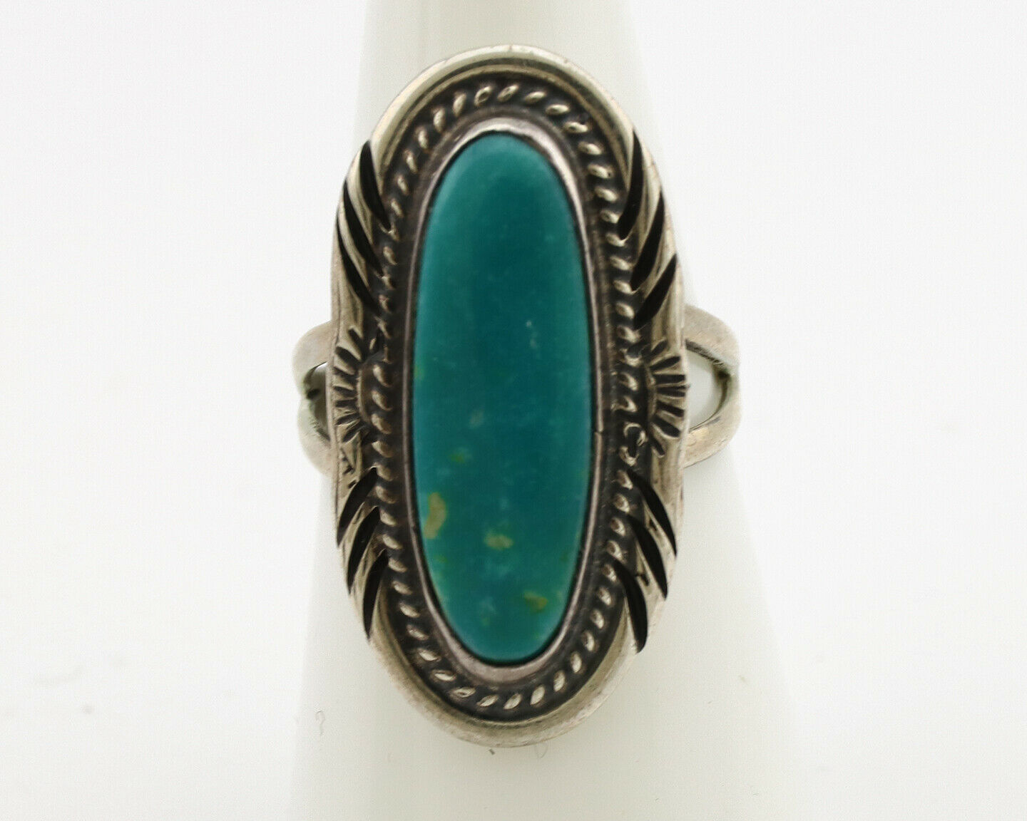 Navajo Ring .925 Silver Nevada Turquoise Native American Artist C.1980's