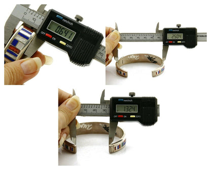 Artist David Freeland Inlaid Natural Gemstone .925 SOLID Silver Cuff Bracelet