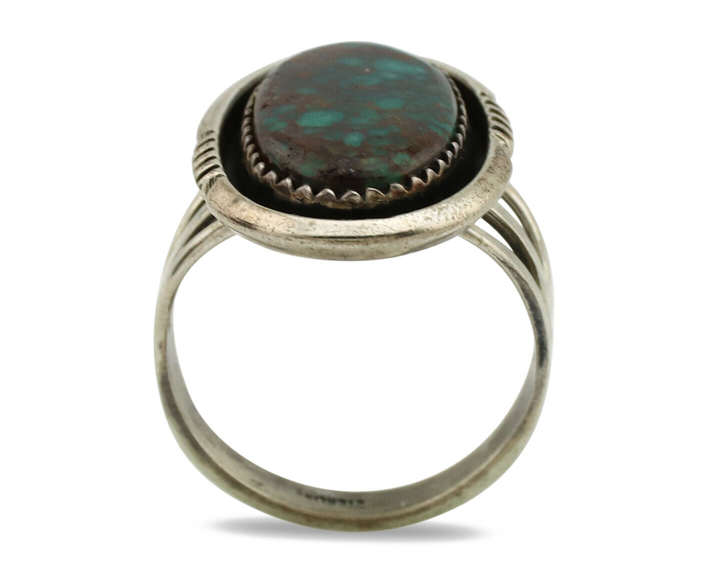 Navajo Ring .925 Silver Spiderweb Turquoise Native American Artist C.1980's