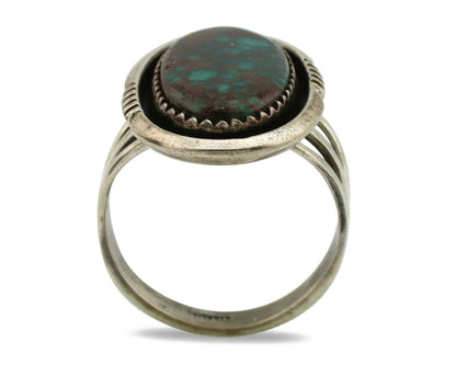 Navajo Ring .925 Silver Spiderweb Turquoise Native American Artist C.1980's