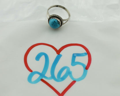 Navajo Ring .925 Silver Sleeping Beauty Turquoise Signed RR C.80's