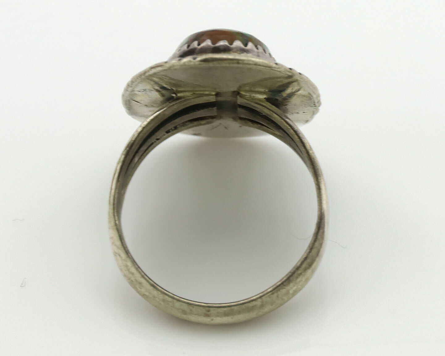 Navajo Ring .925 Silver Kingman Turquoise Native American Artist C.1980's