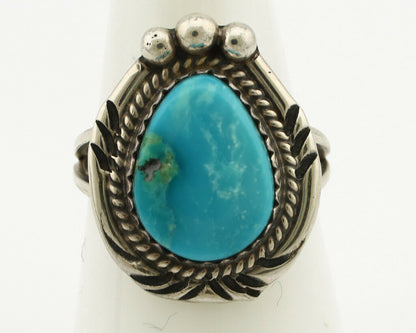 Navajo Ring .925 Silver Kingman Turquoise Artist Signed A C.1980's