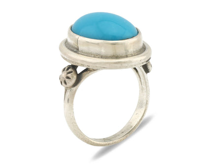 Navajo Ring .925 Silver Natural Blue Turquoise Native American Artist C.1980's