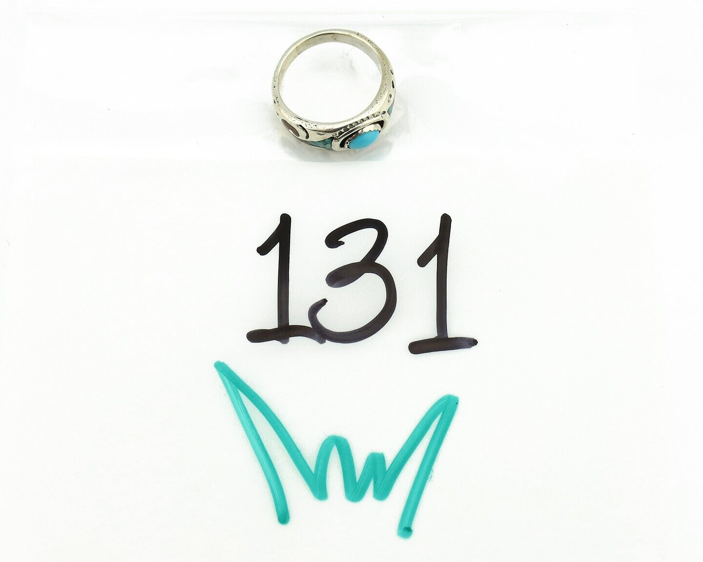 Navajo Handmade Ring 925 Silver Blue Turquoise & Coral Native American C.80's