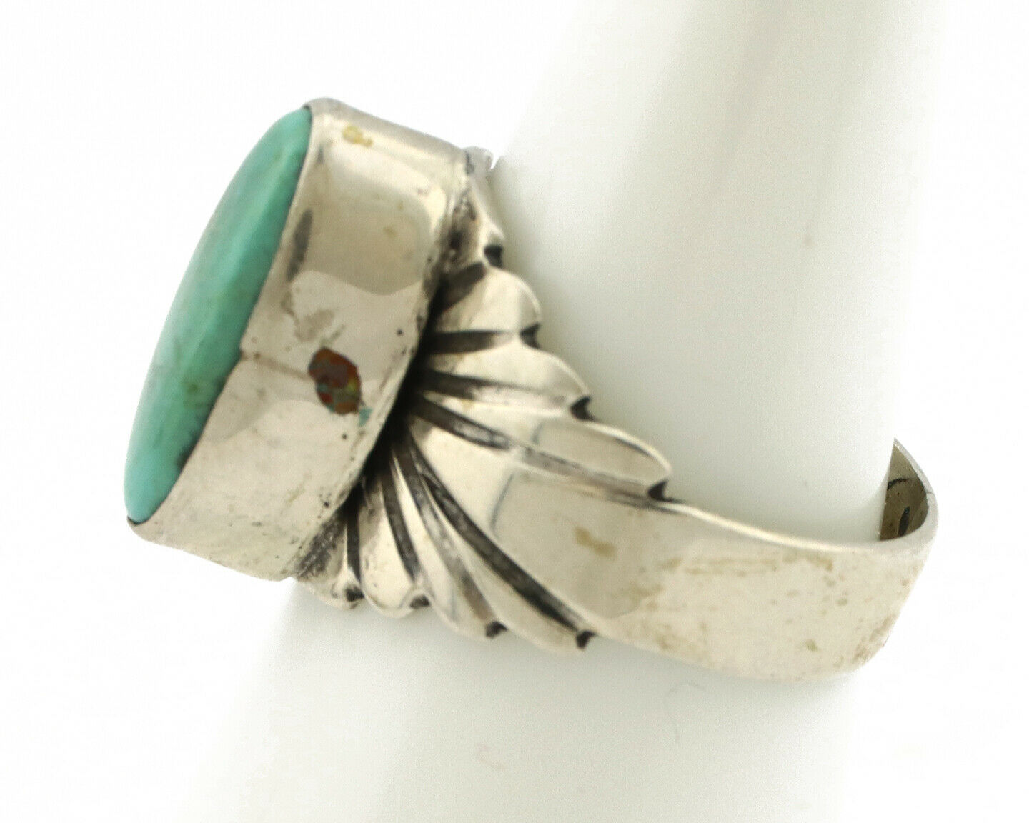 Navajo Ring .925 Silver Kingman Turquoise Artist Signed Apache C.80's