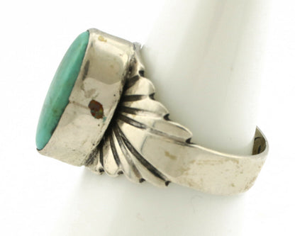 Navajo Ring .925 Silver Kingman Turquoise Artist Signed Apache C.80's