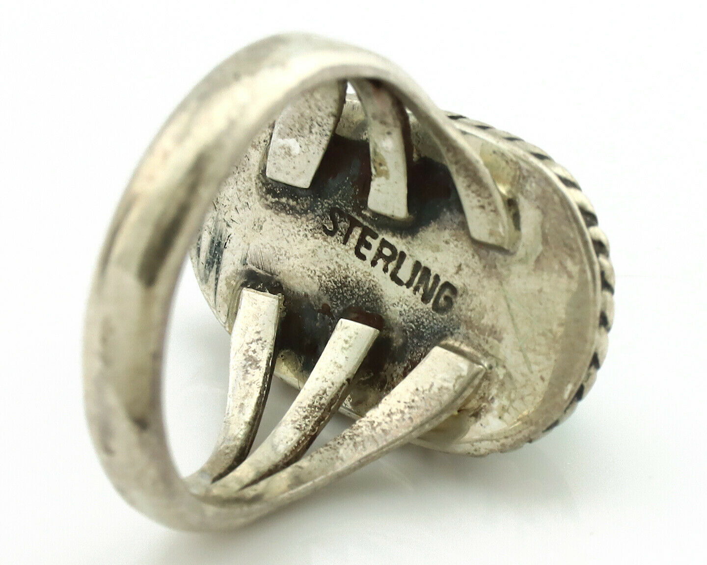 Navajo Ring .925 Silver Kingman Turquoise Native American Artist C.1980's