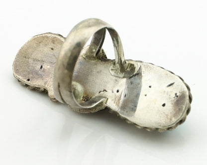 Navajo Ring .925 Silver Turquoise & Coral Native American Artist C.1980's