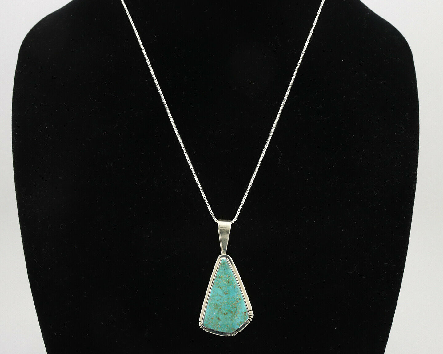 Navajo Pendant .925 Silver Blue Turquoise Artist Signed Douglas Zachary C.80's