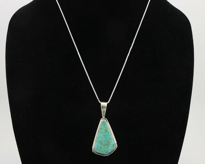 Navajo Pendant .925 Silver Blue Turquoise Artist Signed Douglas Zachary C.80's