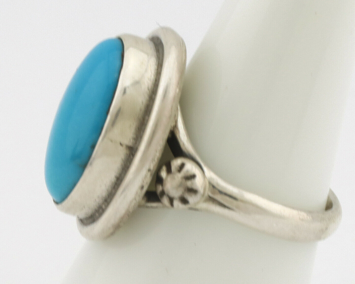 Navajo Ring .925 Silver Natural Blue Turquoise Native American Artist C.1980's