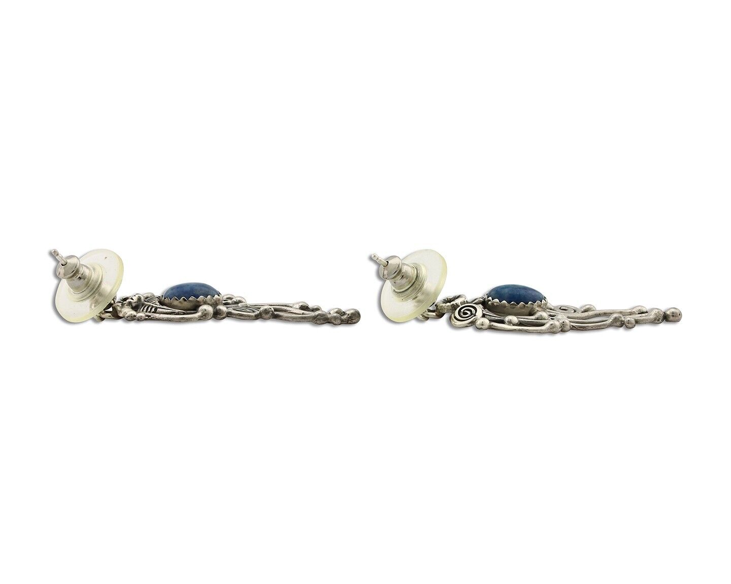 Navajo Earrings 925 Silver Natural Mined Denim Lapis Native American Artist C80s