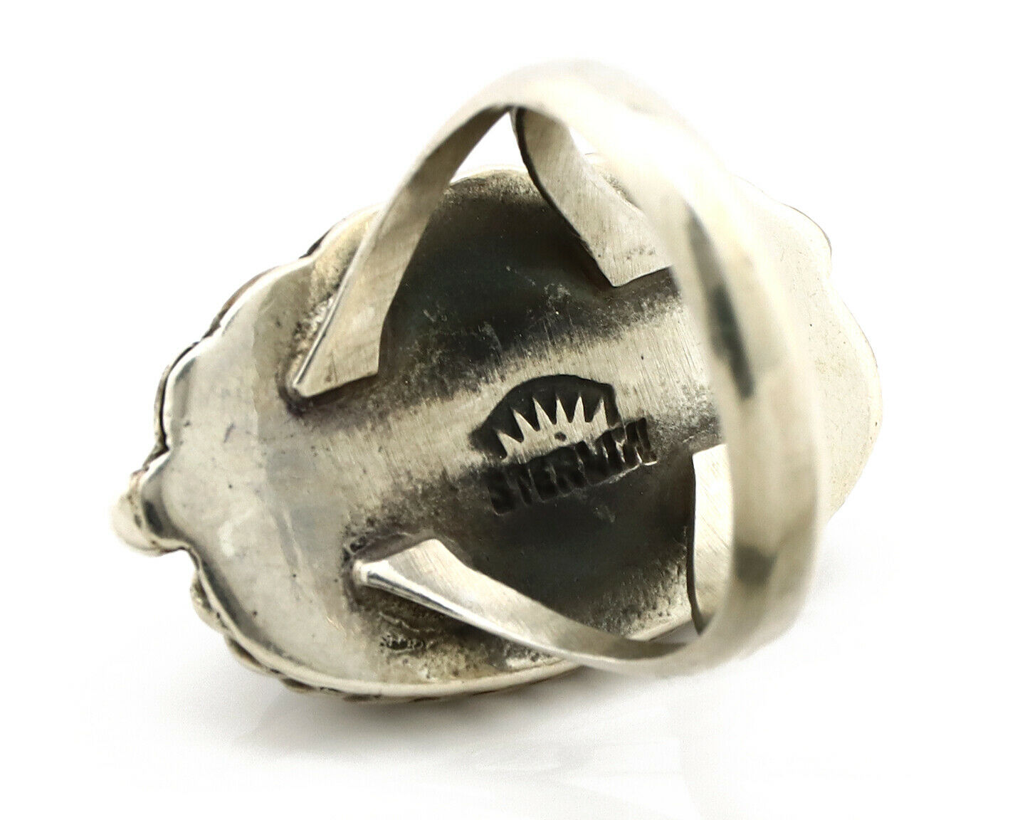 Navajo Ring .925 Silver Arizona Turquoise Signed Apache Manufacturing C80s