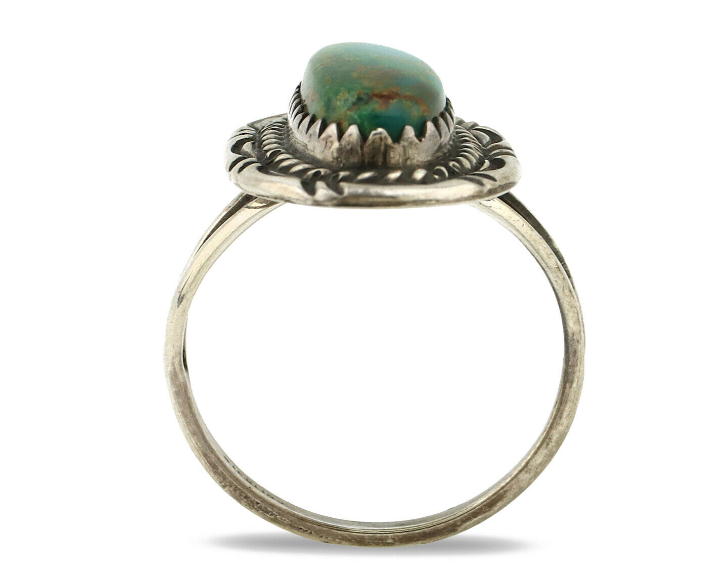 Navajo Ring .925 Silver Royston Turquoise Native American Artist C.1980's
