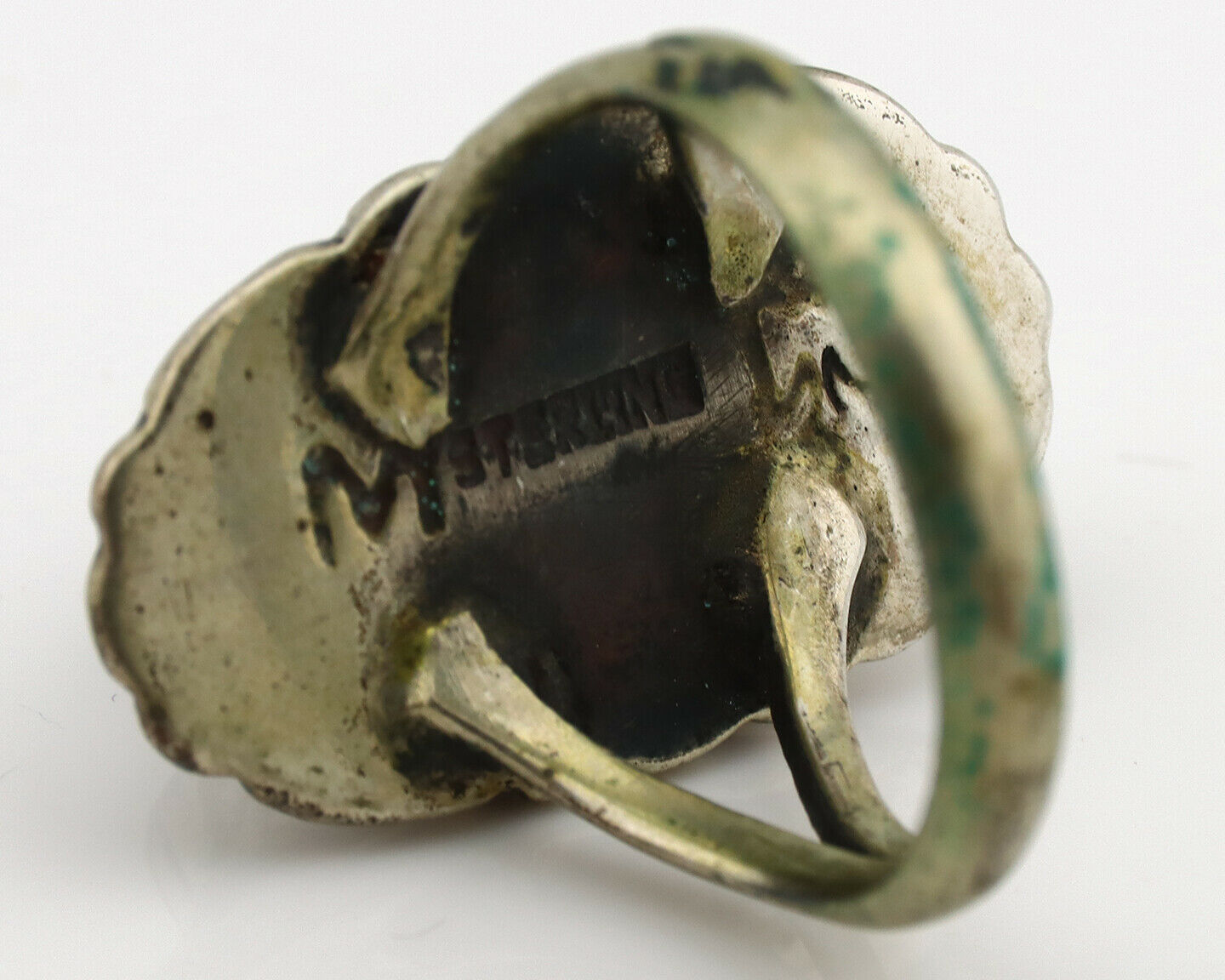 Navajo Ring .925 Silver Natural Whole Turquoise Artist M Montoya C.1980's