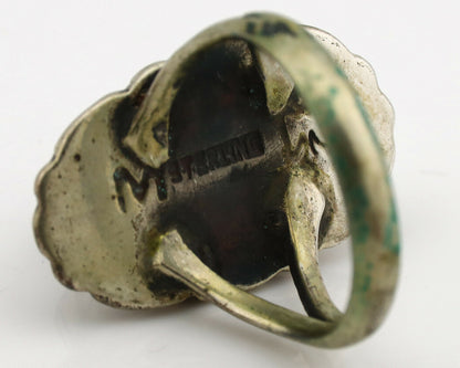 Navajo Ring .925 Silver Natural Whole Turquoise Artist M Montoya C.1980's