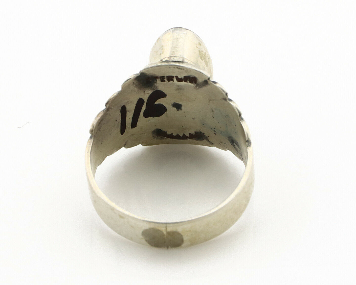 Navajo Ring .925 Silver Royston Turquoise Artist Signed Apache C.80's