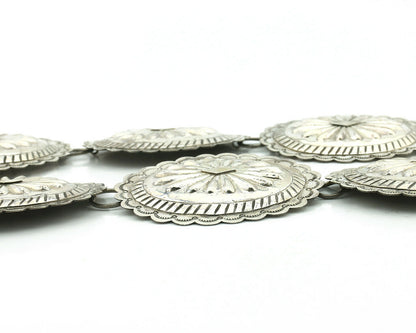 Navajo Concho Belt .925 Silver Hand Stamped Artist Tube Turpens C.80's