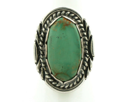 Navajo Ring .925 Silver Natural Uncolored Green Turquoise Signed Apache C.80's