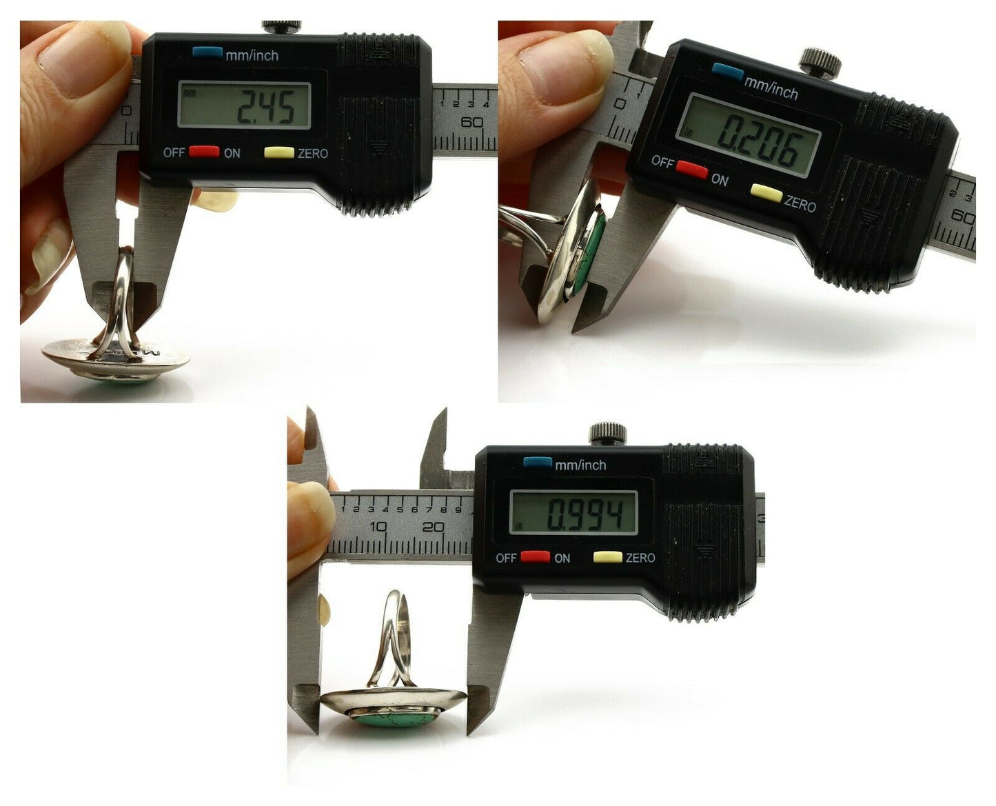 Navajo Shadow Box Ring .925 Silver Kingman Turquoise Signed M Montoya C80s