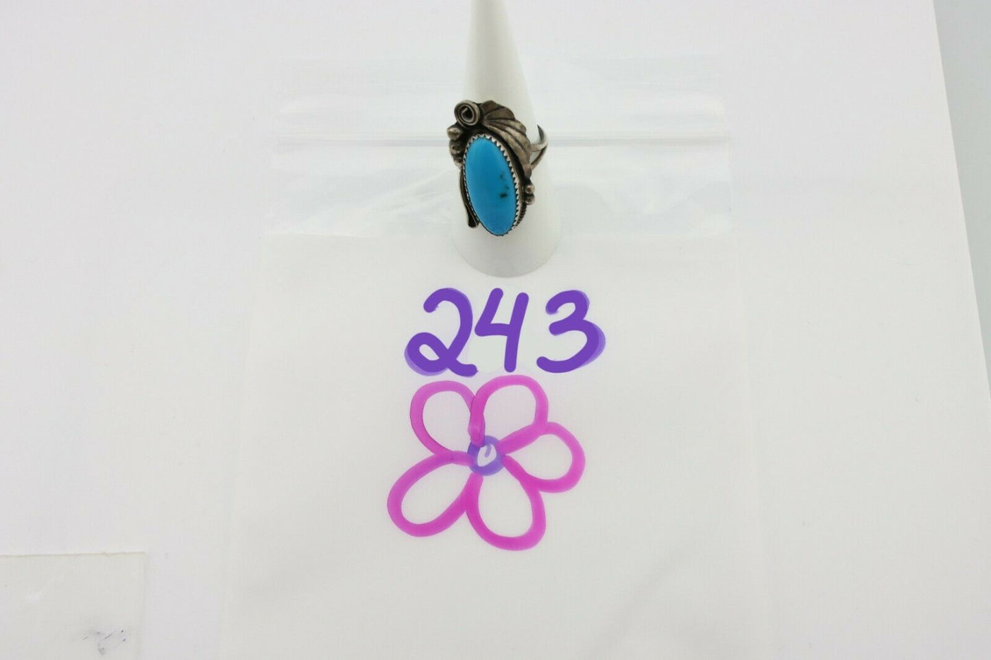 Navajo Ring .925 Silver Green Southwest Turquoise Native Artist C.80's