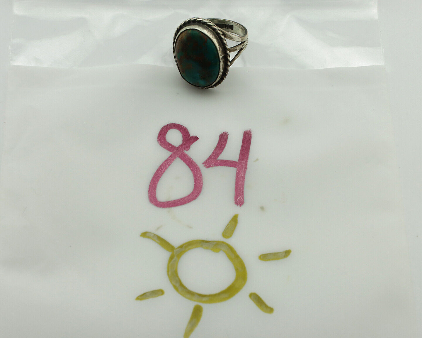 Navajo Ring 925 Silver Turq Mtn Turquoise Native American Artist C.80's