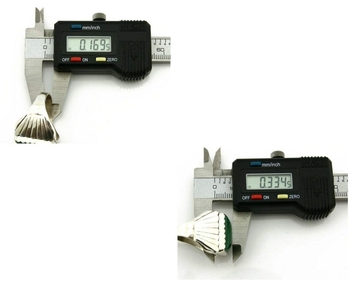 Navajo Ring .925 Silver Natural Malachite Signed Artist DL Native American C.80s