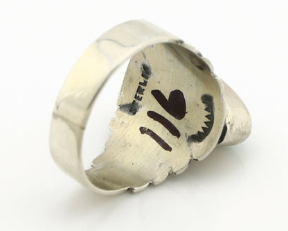 Navajo Ring .925 Silver Kingman Turquoise Artist Signed Apache C.80's