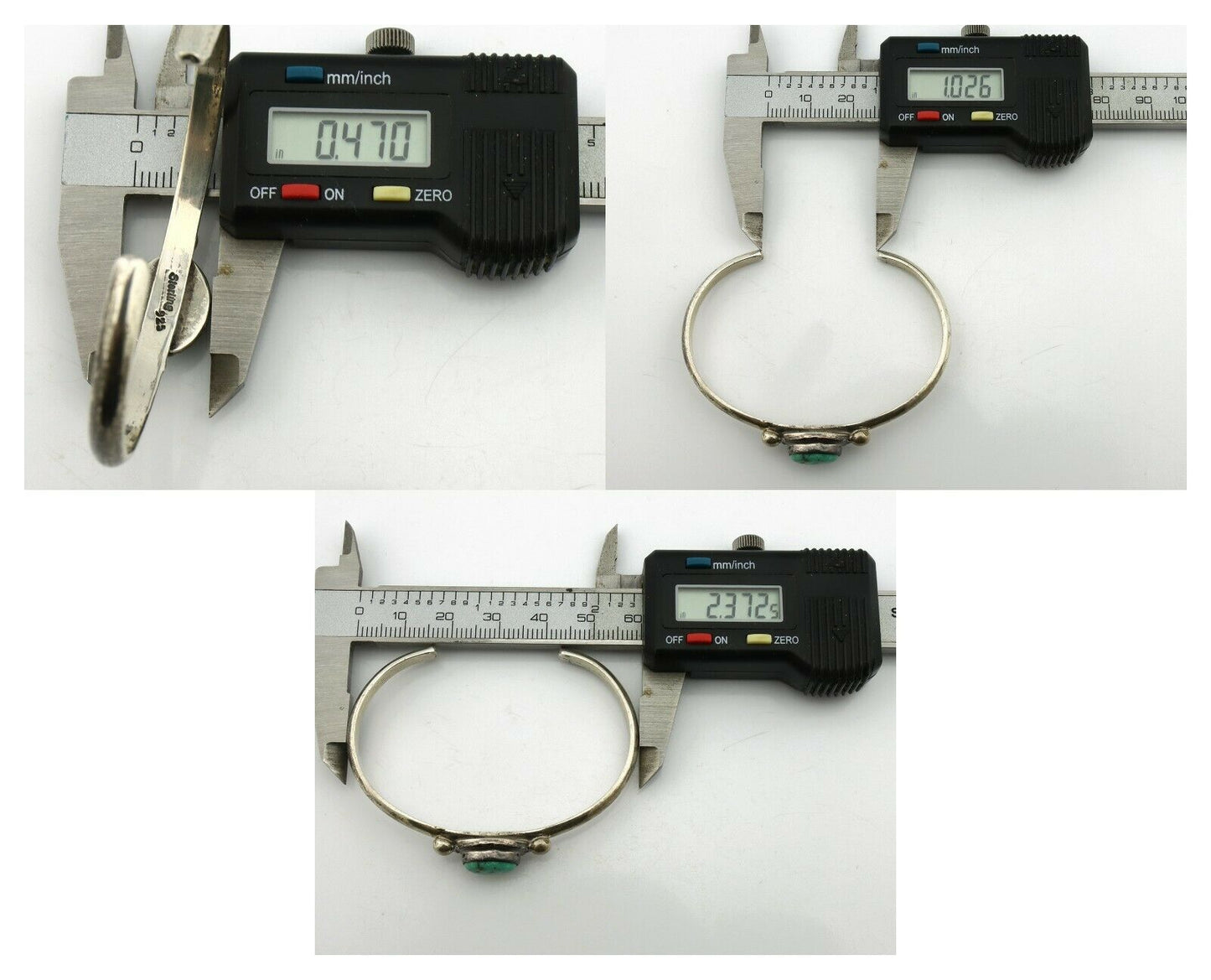 Navajo Bracelet .925 Silver Kingman Turquoise Native American Artist C.90's