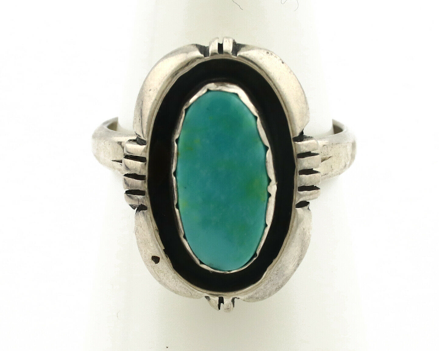 Navajo Ring .925 Silver Kingman Turquoise Handmade Native American Artist C.80's