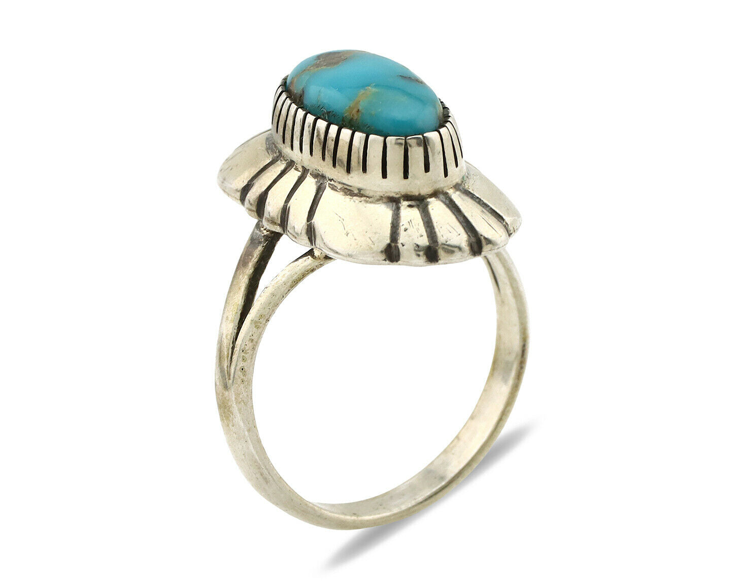 Navajo Ring .925 Silver Arizona Turquoise Signed M Montoya C.80's
