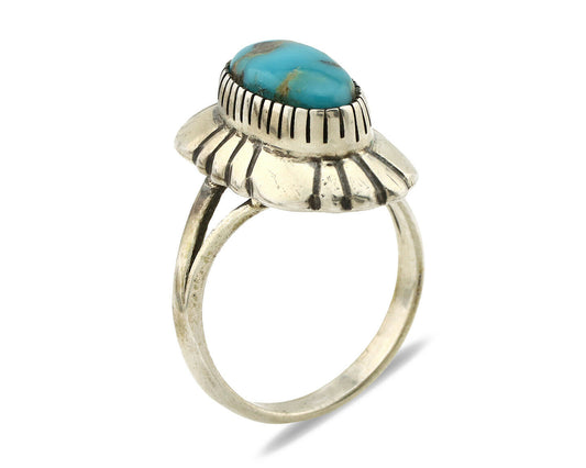 Navajo Ring .925 Silver Arizona Turquoise Signed M Montoya C.80's