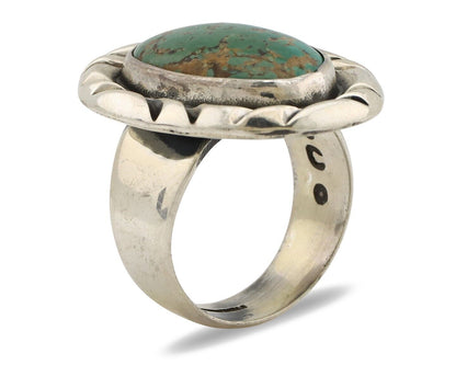 Men's Navajo Ring 925 Silver Kingman Turquoise Native Artist Signed C Montoya