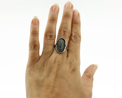 Navajo Ring .925 Silver Spiderweb Turquoise Native Artist C.80's