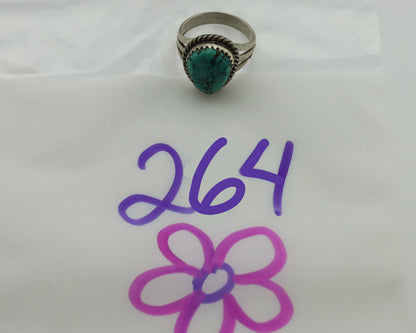 Navajo Ring .925 Silver Natural Spiderweb Turquoise Native Artist C.1980's
