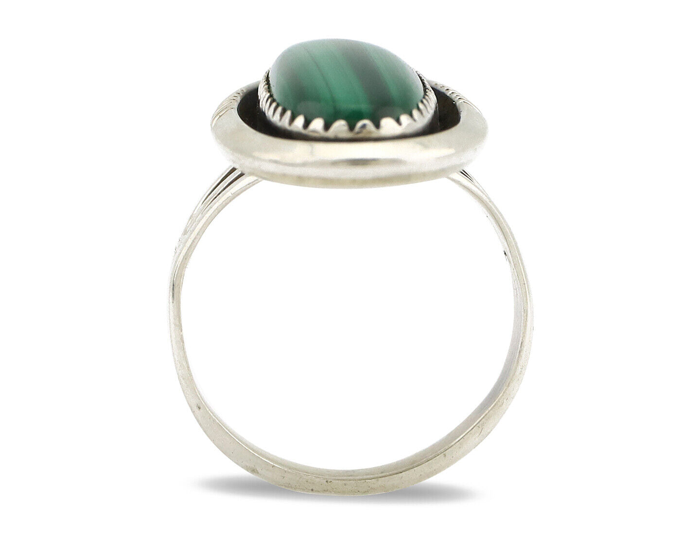 Navajo Ring 925 Silver Natural Malachite Artist Signed William Denetdale C.80's