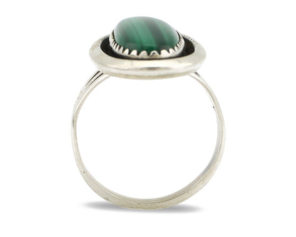 Navajo Ring 925 Silver Natural Malachite Artist Signed William Denetdale C.80's