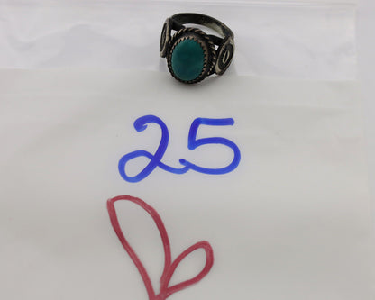 Navajo Ring .925 Silver Kingman Turquoise Artist Signed FA C.80's
