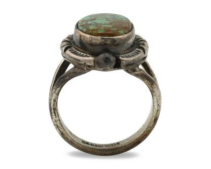 Navajo Ring .925 Silver Blue Turquoise Artist Signed Gecko C.1980's