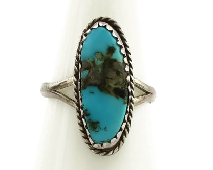 Navajo Ring .925 Silver Blue Turquoise Native American Artist C.1980's