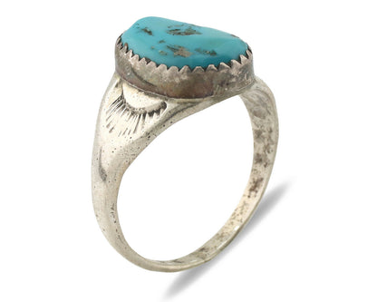 Zuni Ring .925 Silver Natural Blue Turquoise Native American Artist C.1980's