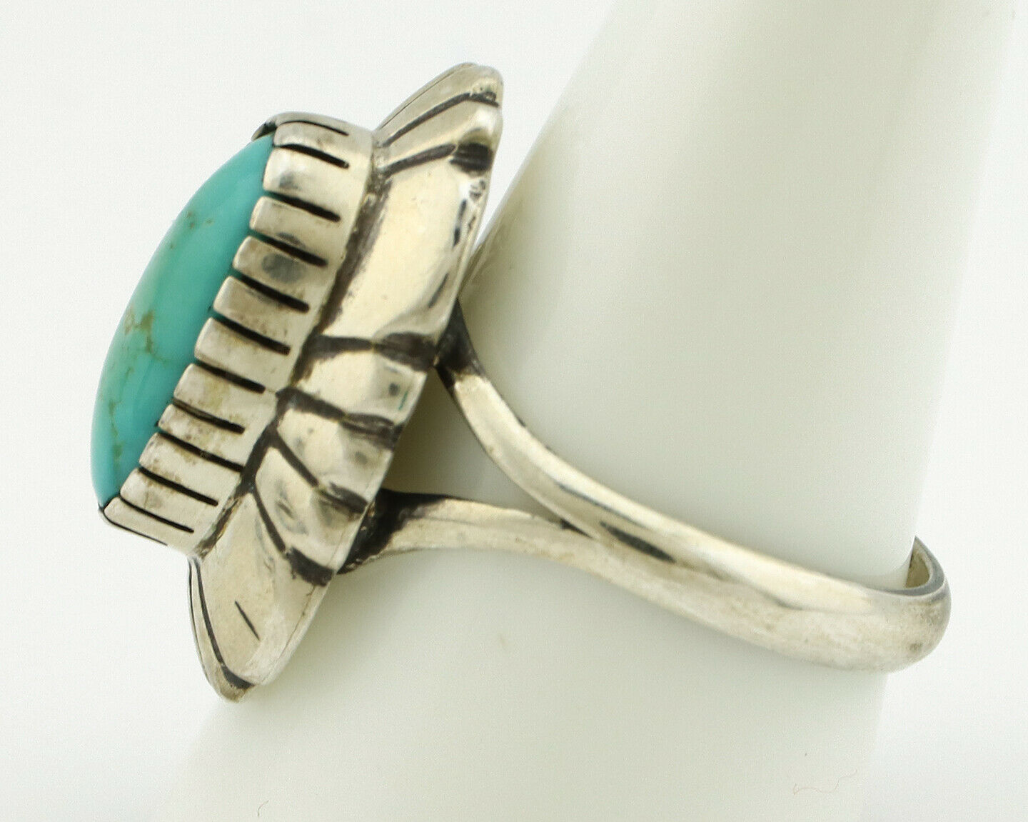 Navajo Ring .925 Silver Green Turquoise Artist Signed M Montoya C.80's