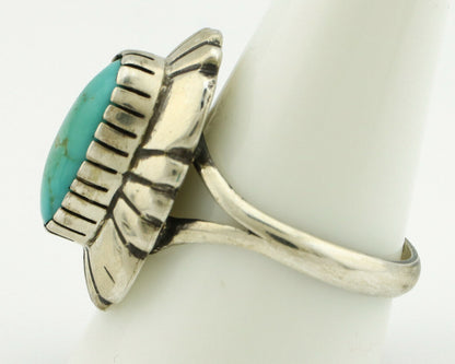 Navajo Ring .925 Silver Green Turquoise Artist Signed M Montoya C.80's