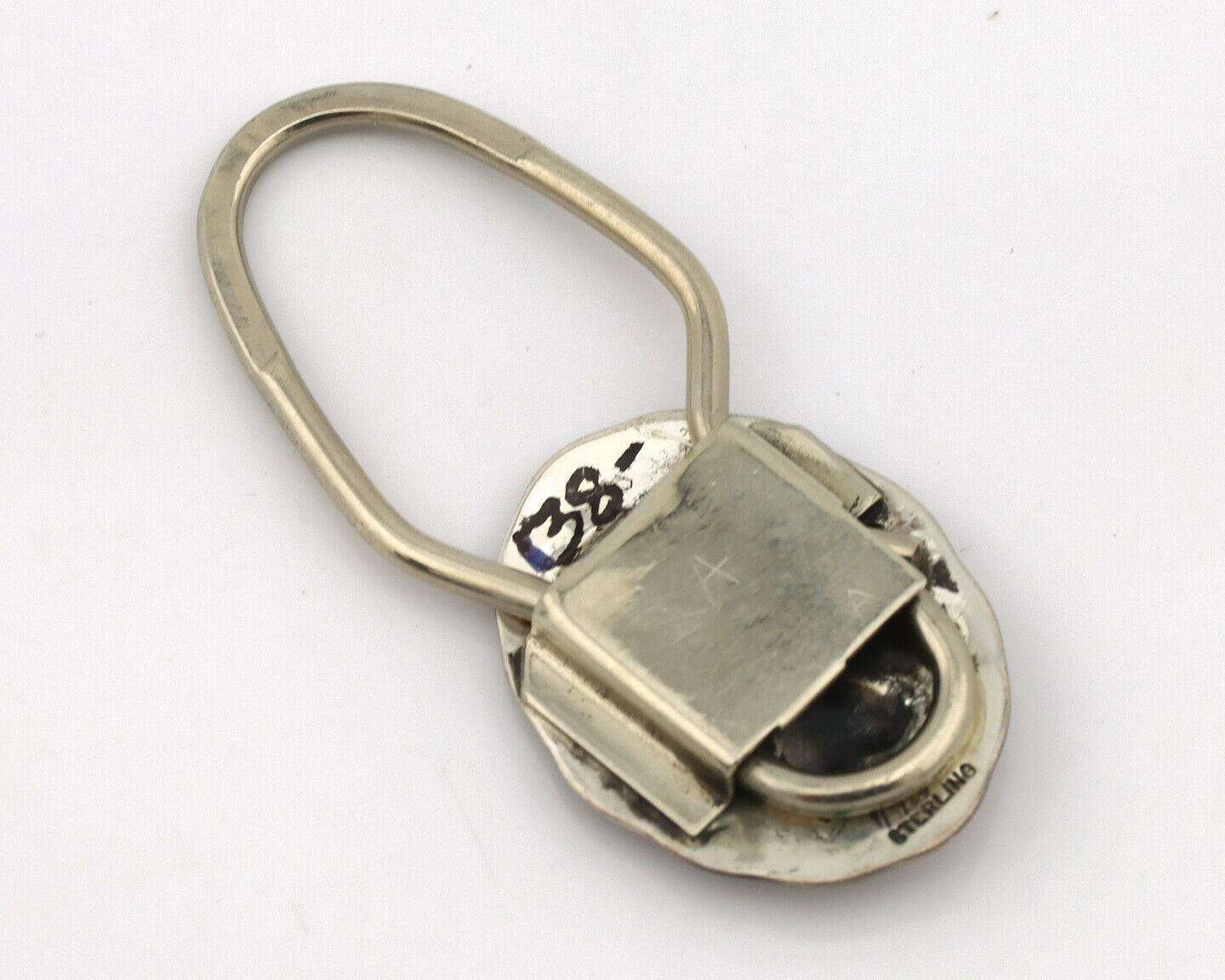 Navajo Key Chain .925 Silver Hand Stamped Native American Artist C.80s