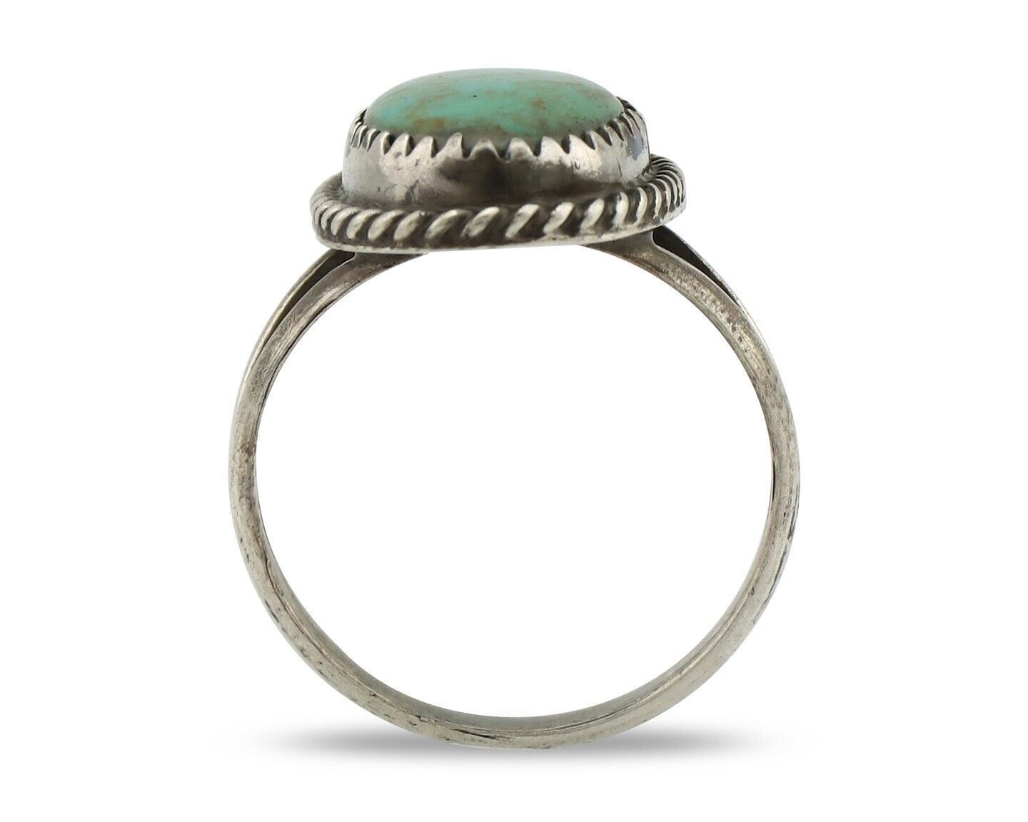 Navajo Handmade Ring 925 Silver Kingman Turquoise Artist Signed MC C.80's