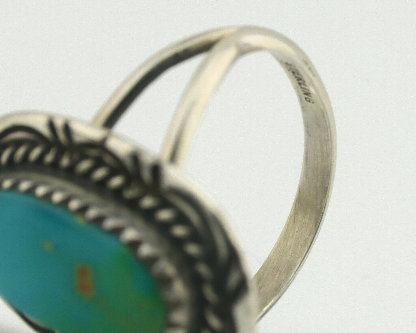Navajo Ring .925 Silver Natural Turquoise Native American Artist C.1980's