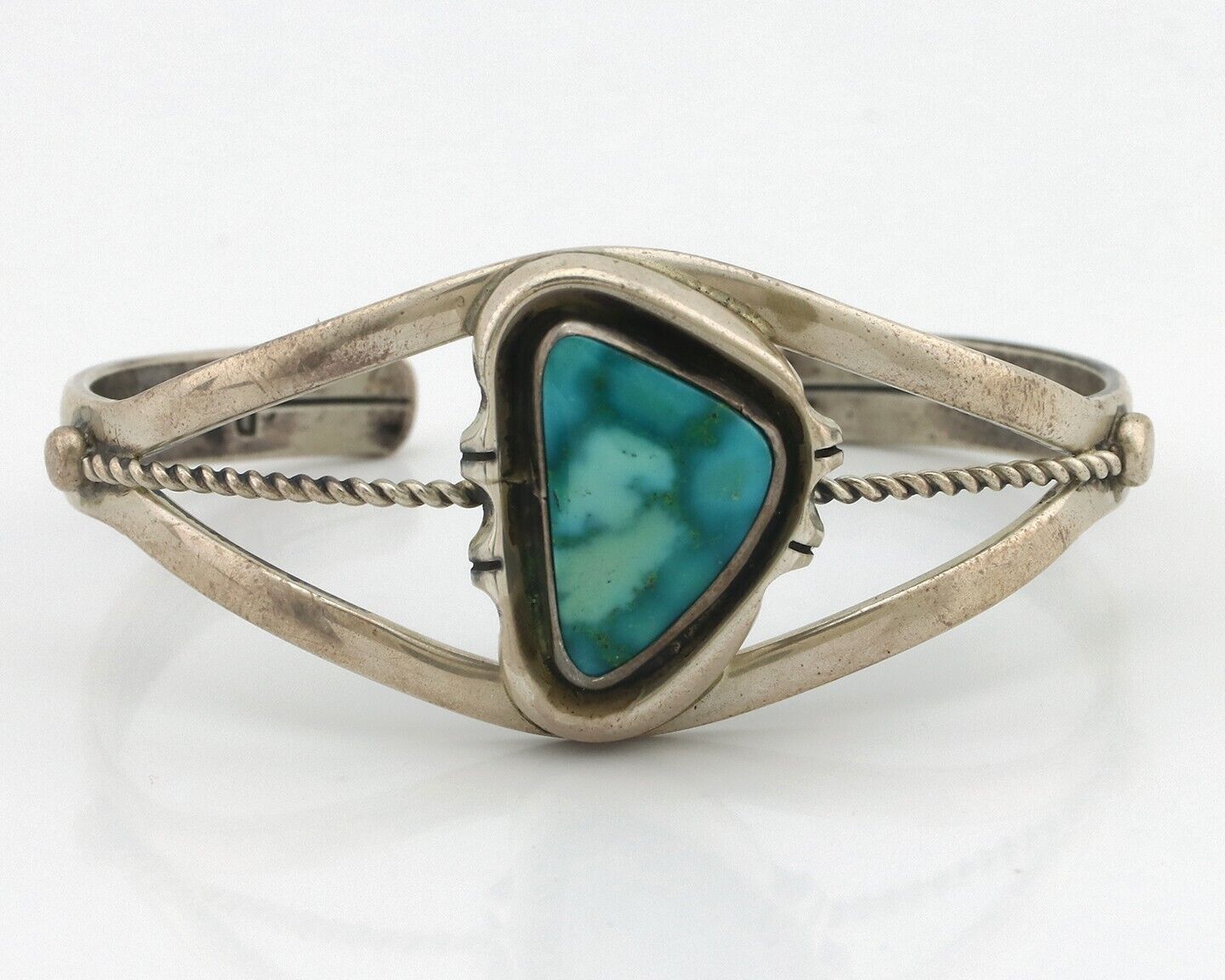 Women Navajo Bracelet 925 Silver Blue Gem Turquoise Signed Philip Zachary C.80's