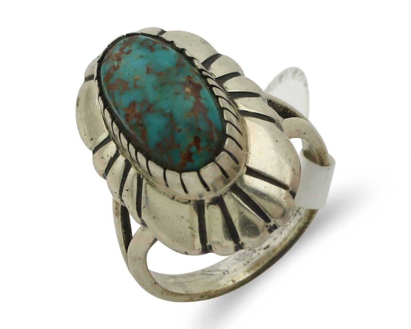 Navajo Ring .925 Silver Blue Gem Turquoise Artist Signed M Montoya C.80's